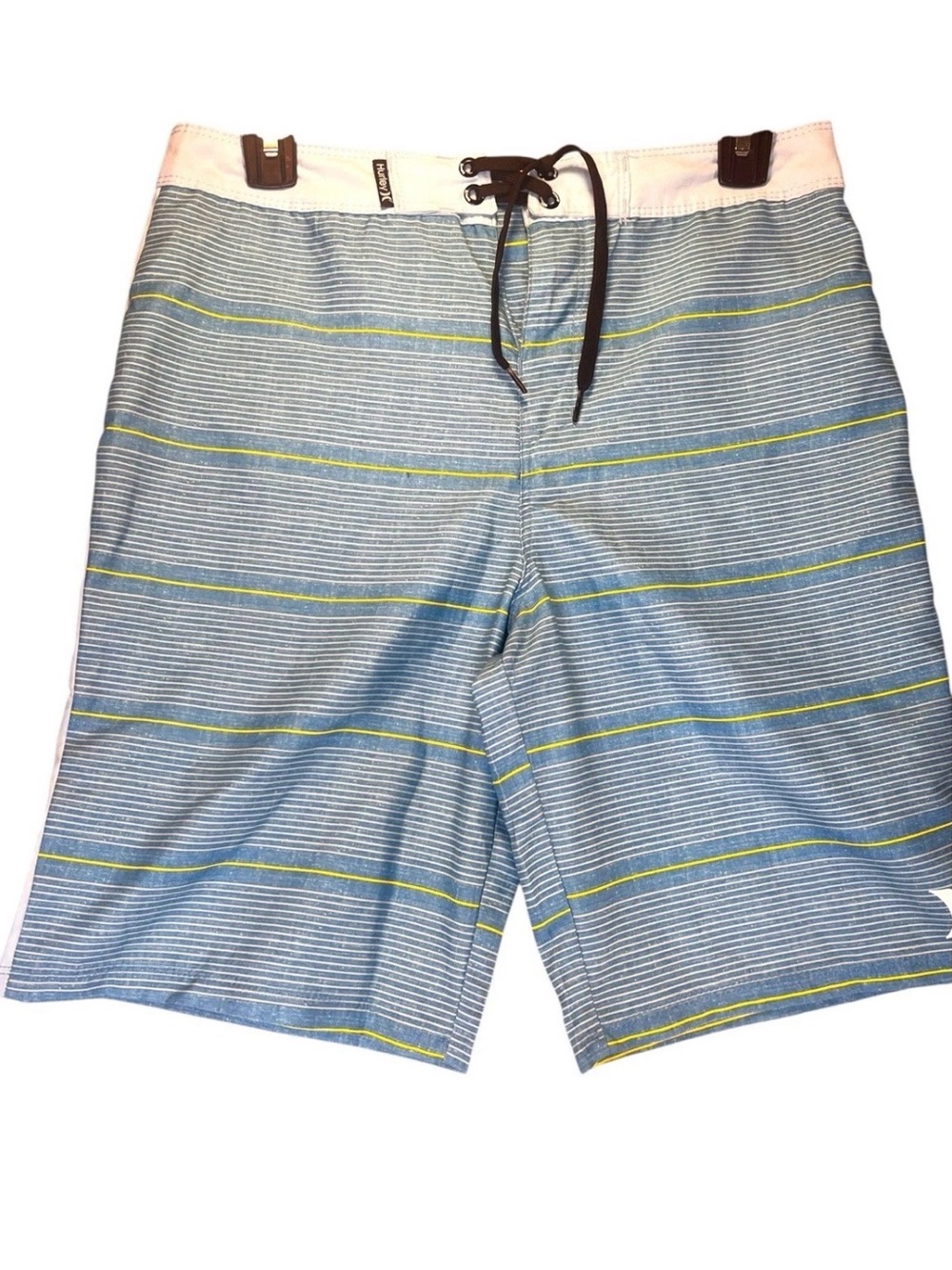 Hurley Boys Board Shorts Swim Trunks Size 16/28 Blue Stripe 10" Inseam Surf